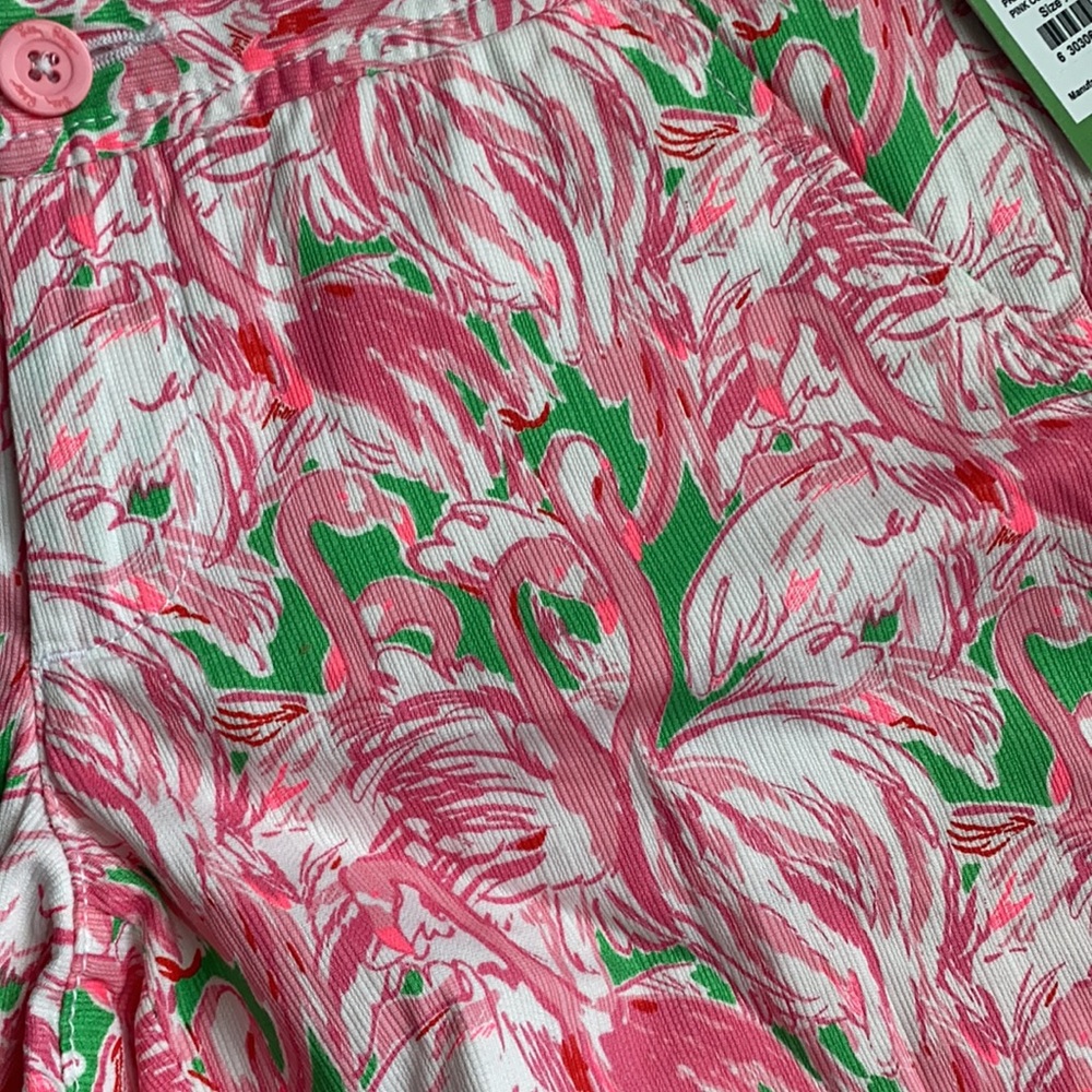 NWT Lilly Pulitzer 5” Buttercup Scallop Stretch Flamingo Shorts 00 - Picture 7 of 9